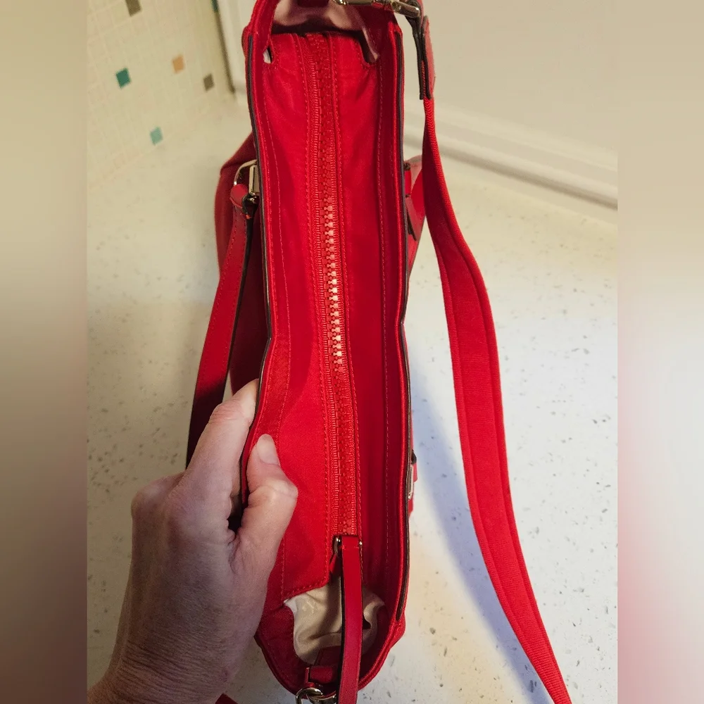 Kate Spade Red Nylon Medium Satchel Purse - Picture 9 of 10